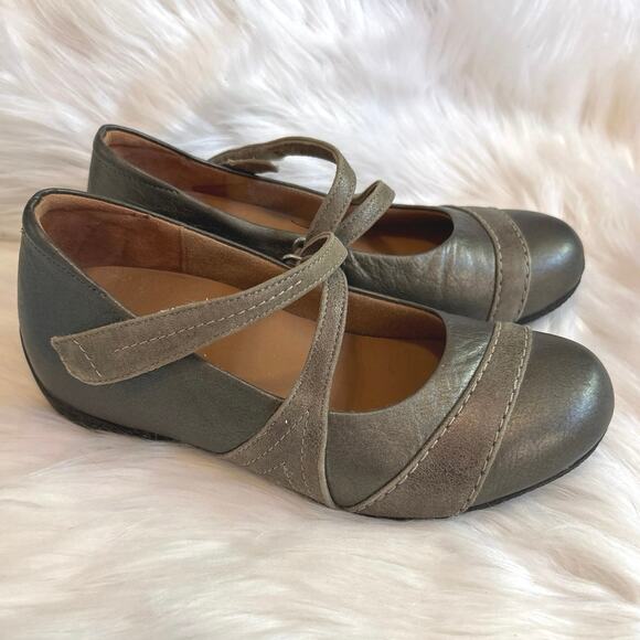 Ziera XRay Orthotic Friendly Metallic Leather Velcro Mary Jane Shoes 37.5/7 Wide - Picture 1 of 7